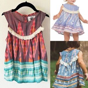 Cleobella Addison Ikat Toddler Girls Fringed Hand Made Boho Tank Dress Size 2